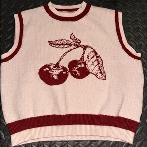 Cider Pink and Red Cherry Knit Vest